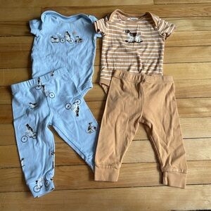 Pekkle 2-Piece Baby Outfit Set - Blue Bicycle & Skateboard Stripe